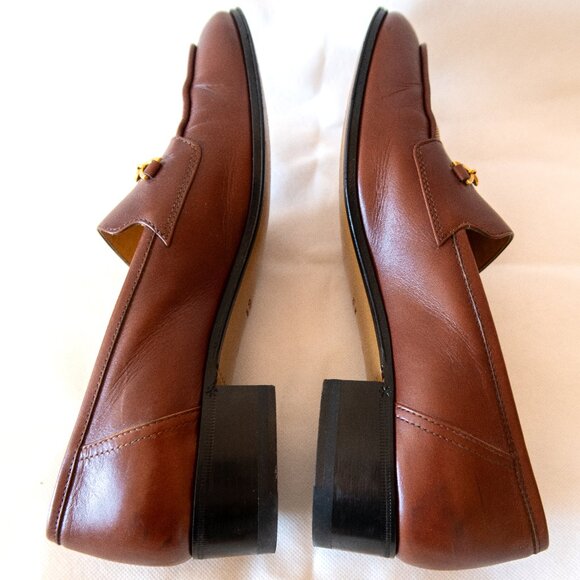 Gucci Leather & GG Logo Canvas Heeled 100 Loafers (IT/EU 38, US 7.5 - 8) - Picture 13 of 16
